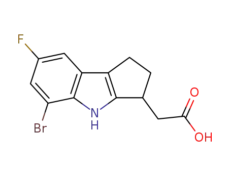 Molecular Structure of 393509-23-4 (2-(5-BroMo-7-fluoro-1,2,3,4-tetrahydrocyclopenta[b]indol-3-yl)acetic acid)