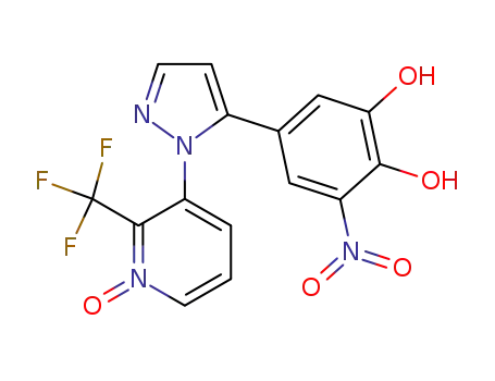 Molecular Structure of 923288-37-3 (1,2-Benzenediol,
3-nitro-5-[1-[1-oxido-2-(trifluoromethyl)-3-pyridinyl]-1H-pyrazol-5-yl]-)