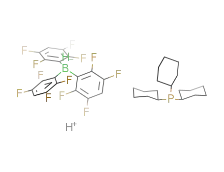 Molecular Structure of 1094249-97-4 ([Cy<sub>3</sub>PH][HB(p-C<sub>6</sub>F<sub>4</sub>H)3])
