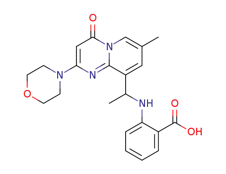 Molecular Structure of 663620-70-0 (2-[[1-[7-Methyl-2-(morpholin-4-yl)-4-oxopyrido[1,2-a]pyrimidin-9-yl]ethyl]amino]benzoic acid)