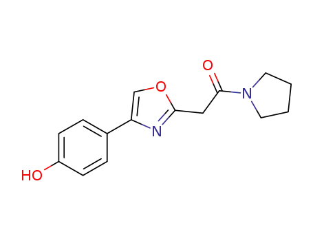 Molecular Structure of 595544-48-2 (Pyrrolidine, 1-[[4-(4-hydroxyphenyl)-2-oxazolyl]acetyl]-)