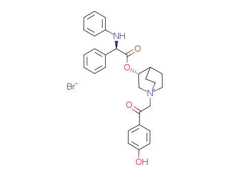 Molecular Structure of 1233330-73-8 ((R)-1-(2-(4-hydroxyphenyl)-2-oxoethyl)-3-((R)-2-phenyl-2-(phenylamino)acetoxy)-1-azoniabicyclo[2.2.2]octane bromide)