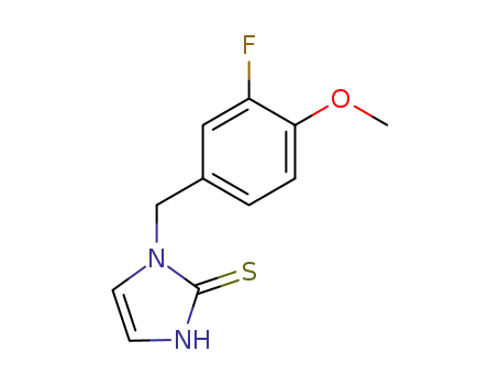Molecular Structure of 105764-02-1 (2H-Imidazole-2-thione,
1-[(3-fluoro-4-methoxyphenyl)methyl]-1,3-dihydro-)