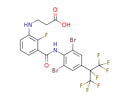Molecular Structure of 1207315-06-7 (3-(3-(2,6-dibromo-4-(perfluoropropan-2-yl)phenylcarbamoyl)-2-fluorophenylamino)propanoic acid)
