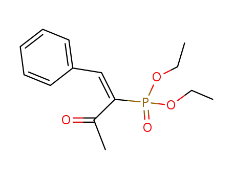 Molecular Structure of 14561-25-2 (Phosphonic acid, [2-oxo-1-(phenylmethylene)propyl]-, diethyl ester)