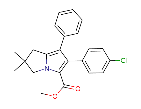 Molecular Structure of 262426-69-7 (6-(4-chlorophenyl)-2,3-dihydro-2,2-dimethyl-7-phenyl-1H-pyrrolizine-5-carboxylic acid methyl ester)