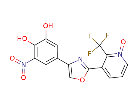 Molecular Structure of 923288-47-5 (1,2-Benzenediol,
3-nitro-5-[2-[1-oxido-2-(trifluoromethyl)-3-pyridinyl]-4-oxazolyl]-)