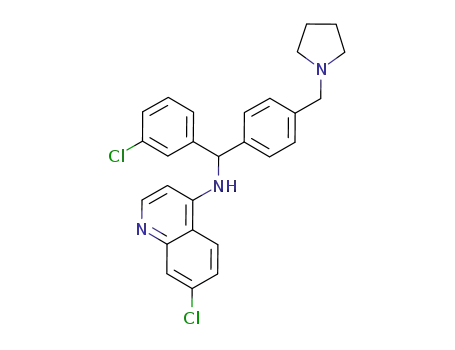 Molecular Structure of 1050526-88-9 (4-Quinolinamine, 7-chloro-N-[(3-chlorophenyl)[4-(1-pyrrolidinylmethyl)phenyl]methyl]-)