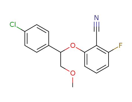 Molecular Structure of 872181-67-4 (Benzonitrile, 2-[1-(4-chlorophenyl)-2-methoxyethoxy]-6-fluoro-)