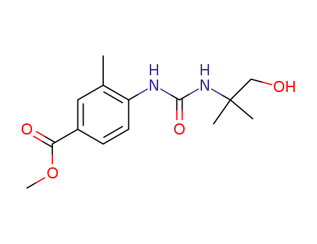 Molecular Structure of 864296-97-9 (4-(3-[1,1-dimethyl-2-hydroxy-ethyl]-ureido)-3-methyl-benzoic acid methyl ester)