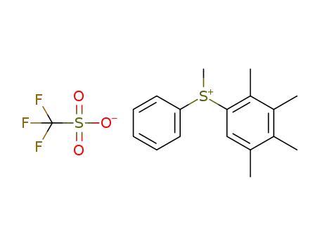 Molecular Structure of 1402011-74-8 (S-methyl-S-phenyl-2,3,4,5-tetramethylphenyl sulfonium triflate)