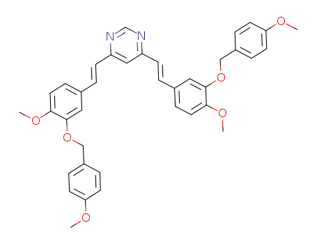 Molecular Structure of 1236355-55-7 ((E,E)-4,6-bis[4'-methoxy-3'-(4''-methoxybenzyloxy)styryl]pyrimidine)