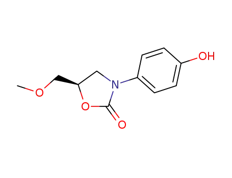 Molecular Structure of 79038-60-1 ((R)-3-(4-Hydroxyphenyl)-5-(methoxymethyl)-2-oxazolidinone)