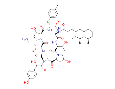 1230487-11-2,Pneumocandin B0, 1-[(4R,5R)-N2-[(10R,12S)-10,12-dimethyl-1-oxotetradecyl]-4-hydroxy-5-[(4-methylphenyl)thio]-L-ornithine]-5-[(3R)-3-hydroxy-L-ornithine]-,