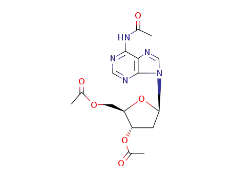 Molecular Structure of 4958-66-1 (N-acetyl-9-(3,5-di-O-acetyl-2-deoxypentofuranosyl)-9H-purin-6-amine)