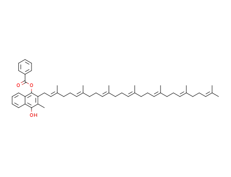 Molecular Structure of 1453189-01-9 (2-((2E,6E,10E,14E,18E,22E)-3,7,11,15,19,23,27-heptamethyloctacosa-2,6,10,14,18,22,26-heptaen-1-yl)-4-hydroxy-3-methylnaphthalen-1-yl benzoate)