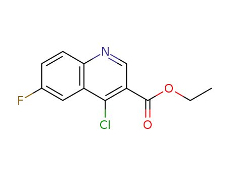 Molecular Structure of 77779-49-8 (ETHYL 4-CHLORO-6-FLUOROQUINOLINE-3-CARBOXYLATE)