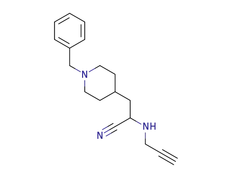 Molecular Structure of 1609078-46-7 (3-(1-benzylpiperidin-4-yl)-2-(prop-2-yn-1-ylamino)propanenitrile)
