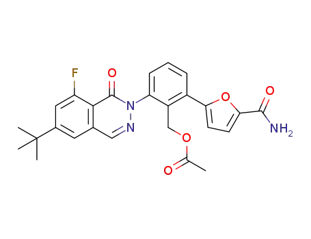 acetic acid 2-(6-tert-butyl-8-fluoro-1-oxo-1H-phthalazin-2-yl)-6-(5-carbamoyl-furan-2-yl)-benzyl ester