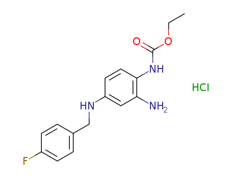 150812-13-8,Retigabine Dihydrochloride,Ethyl [2-amino-4-[[(4-fluorophenyl)methyl]amino]phenyl]carbamatedihydrochloride;N-(2-Amino-4-(4-fluorobenzylamino)phenyl)carbamic acid ethyl ester dihydrochloride;