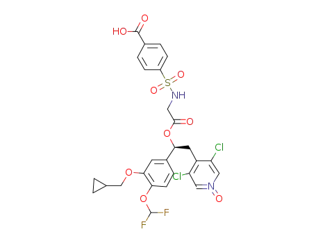 Molecular Structure of 1428848-28-5 ((S)-4-(2-(2-(4-carboxyphenylsulfonamido)acetoxy)-2-(3-(cyclopropylmethoxy)-4-(difluoromethoxy)phenyl)ethyl)-3,5-dichloropyridine 1-oxide)