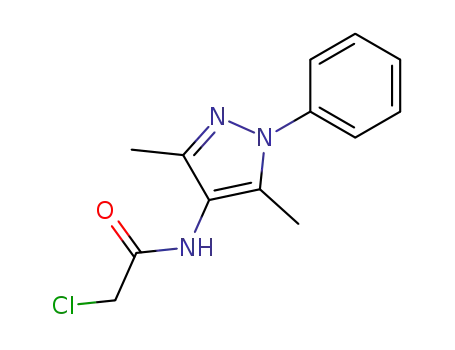 Molecular Structure of 92026-64-7 (2-CHLORO-N-(3,5-DIMETHYL-1-PHENYL-1H-PYRAZOL-4-YL)ACETAMIDE)