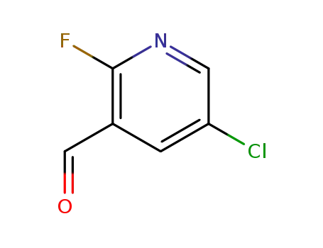 Molecular Structure of 882679-90-5 (5-CHLORO-2-FLUORONICOTINALDEHYDE)