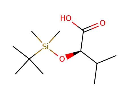 Molecular Structure of 119619-47-5 (Butanoic acid, 2-[[(1,1-dimethylethyl)dimethylsilyl]oxy]-3-methyl-, (R)-)