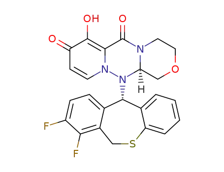 Molecular Structure of 1985605-59-1 ((R)-12-((S)-7,8-difluoro-6,11-dihydrodibenzo[b,e]thiepin-11-yl)-7-hydroxy-3,4,12,12a-tetrahydro-1H-[1,4]oxazino[3,4-c]pyrido[2,1-f][1,2,4]triazine-6,8-dione)