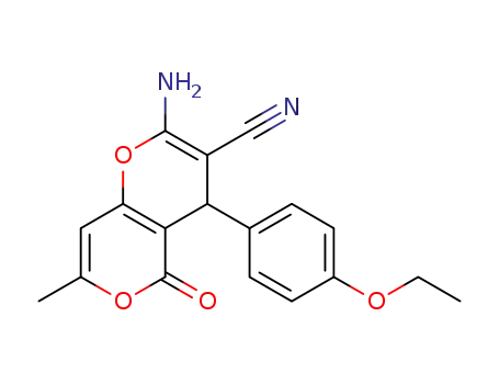 Molecular Structure of 315246-05-0 (4H,5H-PYRANO[4,3-B]PYRAN-3-CARBONITRILE, 2-AMINO-4-(4-ETHOXYPHENYL)-7-METHYL-5-OXO-)