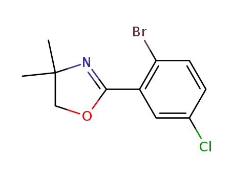 Molecular Structure of 849106-18-9 (2-(2-bromo-5-chlorophenyl)-4,4-dimethyl-4,5-dihydrooxazole)