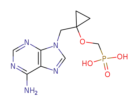 Molecular Structure of 441785-21-3 (P-[[[1-[(6-AMINO-9H-PURIN-9-YL)METHYL]CYCLOPROPYL]OXY]METHYL]-PHOSPHONIC ACID)