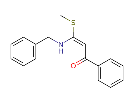 Molecular Structure of 81376-51-4 (2-Propen-1-one, 3-(methylthio)-1-phenyl-3-[(phenylmethyl)amino]-)