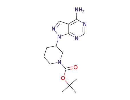 Molecular Structure of 1374250-98-2 (tert-butyl 3-(4-amino-1H-pyrazolo[3,4-d]pyrimidin-1-yl)piperidine-1-carboxylate)