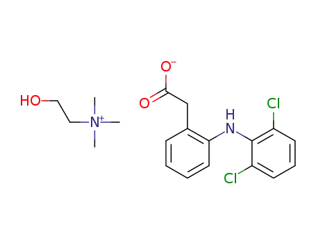 Molecular Structure of 148439-51-4 ((2-hydroxyethyl)tri-methylammonium [o-(2,6-dichloroanilino)phenyl]acetate)