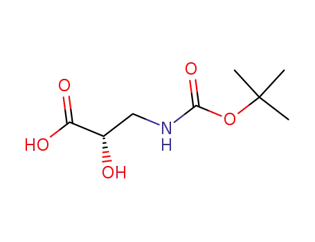 Molecular Structure of 52558-24-4 (Propanoic acid, 3-[[(1,1-dimethylethoxy)carbonyl]amino]-2-hydroxy-, (2S)-)