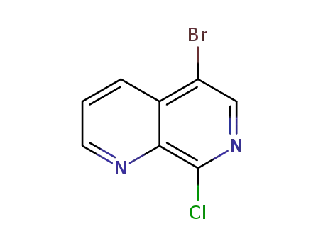 Molecular Structure of 909649-06-5 (5-BROMO-8-CHLORO-1,7-NAPHTHYRIDINE(MINIMUM90%))