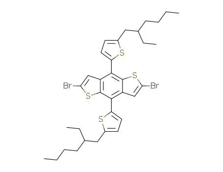 Molecular Structure of 1482447-24-4 (Benzo[1,2-b:4,5-b']dithiophene, 2,6-dibroMo-4,8-bis[5-(2-ethylhexyl)-2-thienyl]-)