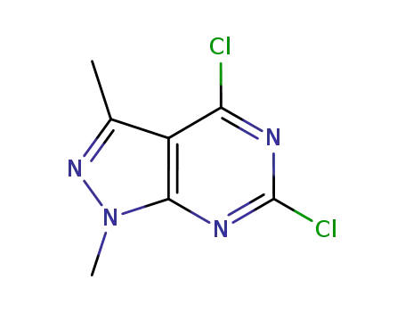 Molecular Structure of 1072895-86-3 (4,6-DICHLORO-1,3-DIMETHYL-1H-PYRAZOLO[3,4-D]PYRIMIDINE)