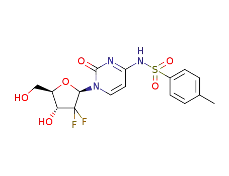 Molecular Structure of 1519060-68-4 (N-(1-((2R,4R,5R)-3,3-difluoro-4-hydroxy-5-(hydroxymethyl)tetrahydrofuran-2-yl)-2-oxo-1,2-dihydropyrimidin-4-yl)-4-methylbenzenesulfonamide)
