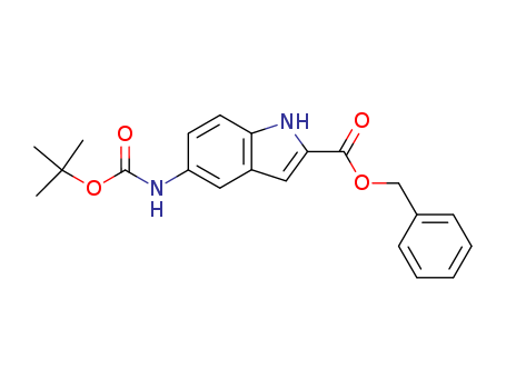 Molecular Structure of 199806-23-0 (1H-Indole-2-carboxylic acid, 5-[[(1,1-dimethylethoxy)carbonyl]amino]-,
phenylmethyl ester)
