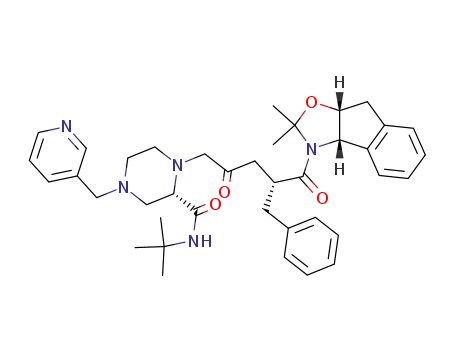 1-[4-benzyl-5-(2,2-dimethyl-8,8a-dihydro-3a<i>H</i>-indeno[1,2-<i>d</i>]oxazol-3-yl)-2,5-dioxo-pentyl]-4-pyridin-3-ylmethyl-piperazine-2-carboxylic acid <i>tert</i>-butylamide