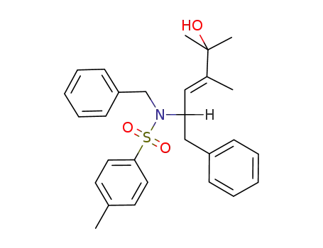 Molecular Structure of 82536-02-5 ((E)-5-(N-benzyl-p-toluenefulfonamido)-2,3-dimethyl-6-phenylhex-3-en-2-ol)