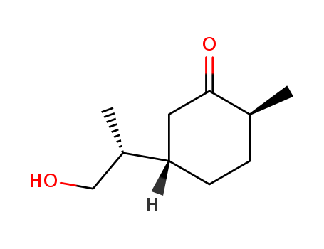 Molecular Structure of 122999-66-0 (Cyclohexanone, 5-[(1R)-2-hydroxy-1-methylethyl]-2-methyl-, (2S,5S)-)
