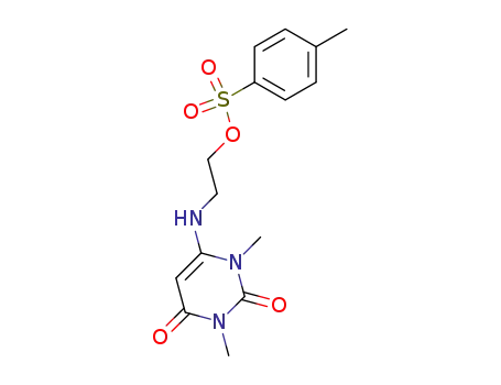 Molecular Structure of 130634-04-7 (2,4(1H,3H)-Pyrimidinedione,
1,3-dimethyl-6-[[2-[[(4-methylphenyl)sulfonyl]oxy]ethyl]amino]-)