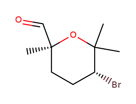 Molecular Structure of 240133-55-5 (5-bromo-2,6,6-trimethyl-(5R)-tetrahydropyran-2-carbaldehyde)