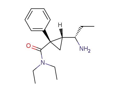 Molecular Structure of 171889-07-9 (Cyclopropanecarboxamide,
2-[(1S)-1-aminopropyl]-N,N-diethyl-1-phenyl-, (1S,2R)-)