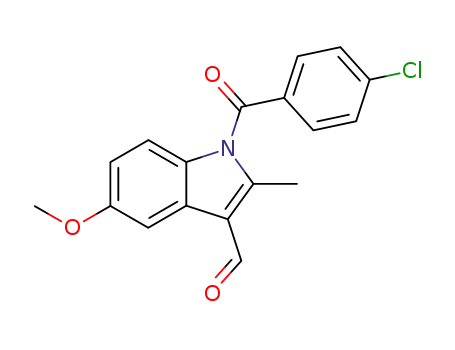 Molecular Structure of 23694-51-1 (1H-Indole-3-carboxaldehyde, 1-(4-chlorobenzoyl)-5-methoxy-2-methyl-)