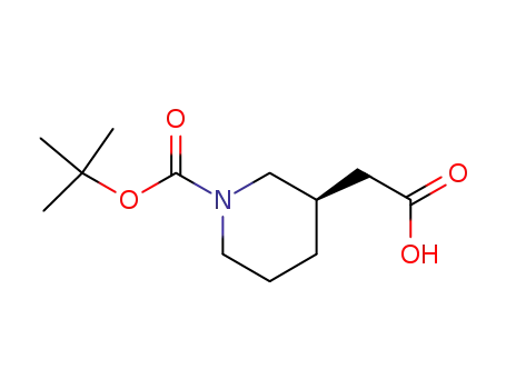 Molecular Structure of 912940-89-7 ((R)-2-(1-(TERT-BUTOXYCARBONYL)PIPERIDIN-3-YL)ACETIC ACID)