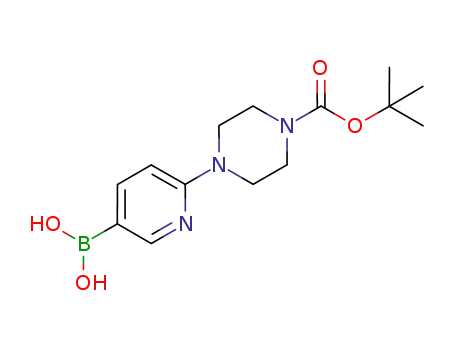 Molecular Structure of 919347-67-4 (6-(4-N-BOC-PIPERAZINE-1-YL)-3-PYRIDINYL BORONIC ACID)